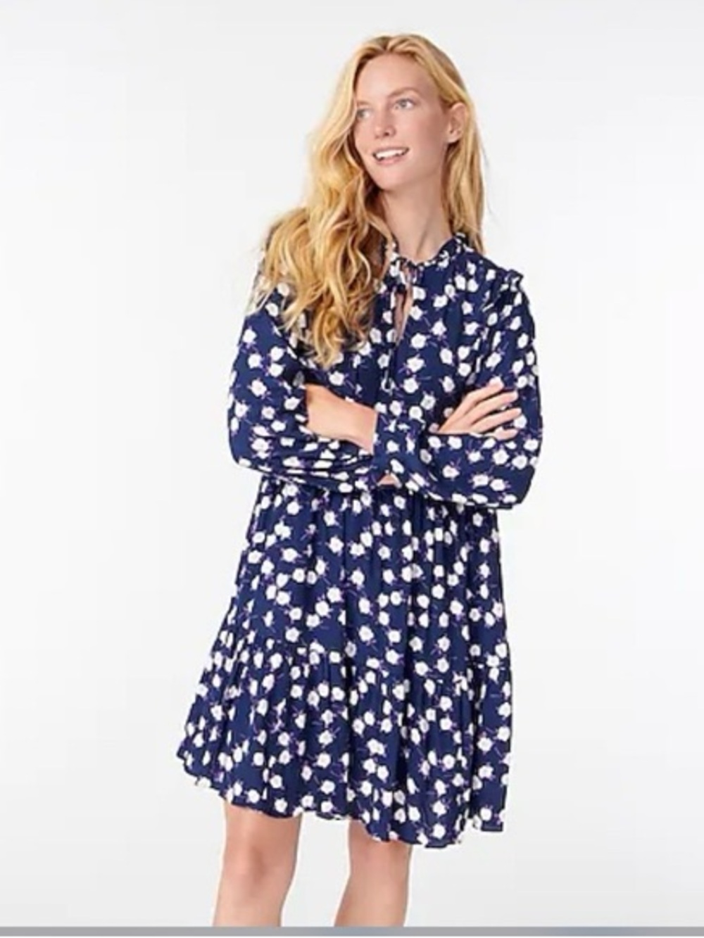 J. Crew Mini Dress- Tiered, Blue Floral
